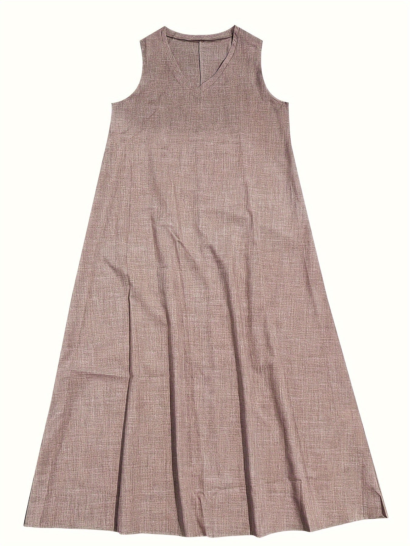 V-Neck Sleeveless Relaxed Fit Flowy Floor-Length Maxi Dress