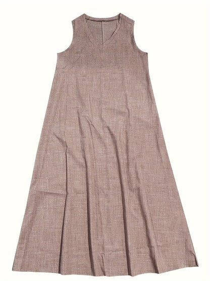 V-Neck Sleeveless Relaxed Fit Flowy Floor-Length Maxi Dress
