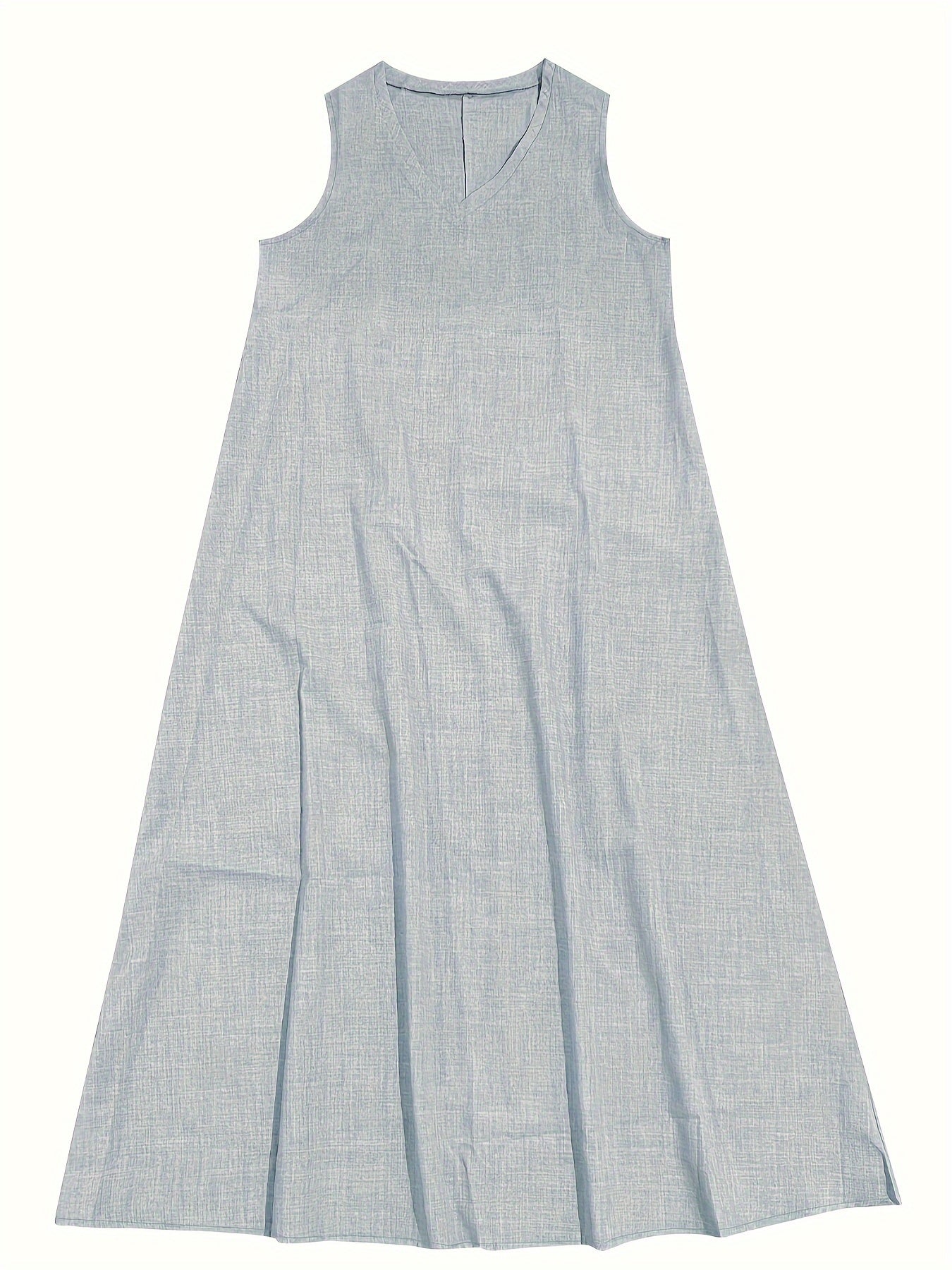 V-Neck Sleeveless Relaxed Fit Flowy Floor-Length Maxi Dress