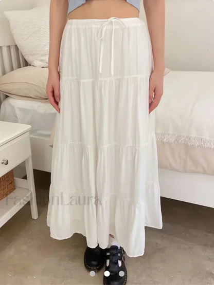 High Waist A-line Loose Faldas Casual Simple Short Sleeve Tee