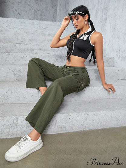 High Waist Straight Trousers