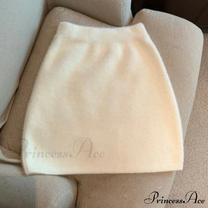 High Waist Wrap Hip Furry Elegant Wild Woolen Autumn Winter Mini Skirt