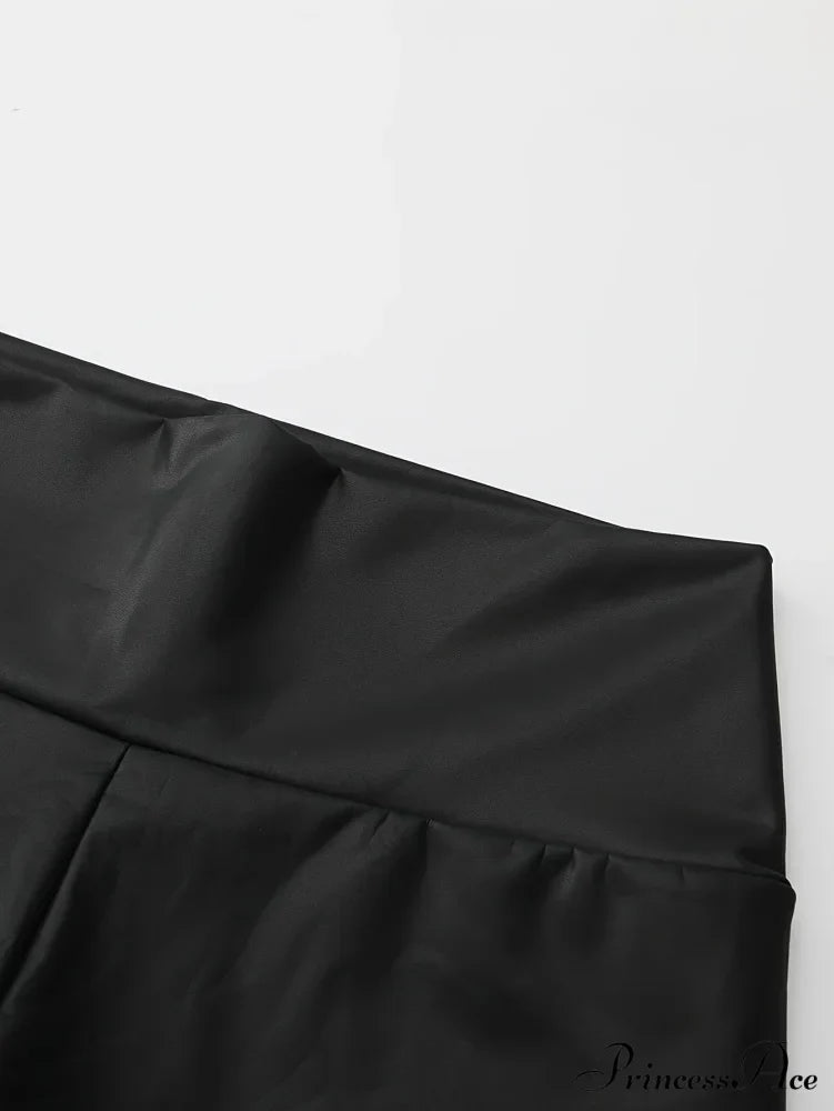 High Waisted Elastic PU Leather Sexy Slim Fit Legs Pants