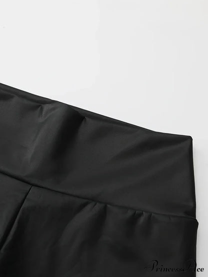 High Waisted Elastic PU Leather Sexy Slim Fit Legs Pants