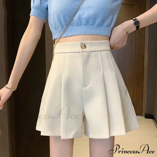 High Waisted Pleated Casual A Lined All-Match Short