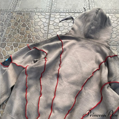 Hip-Hop Topstitch Eye Applique Hoodie