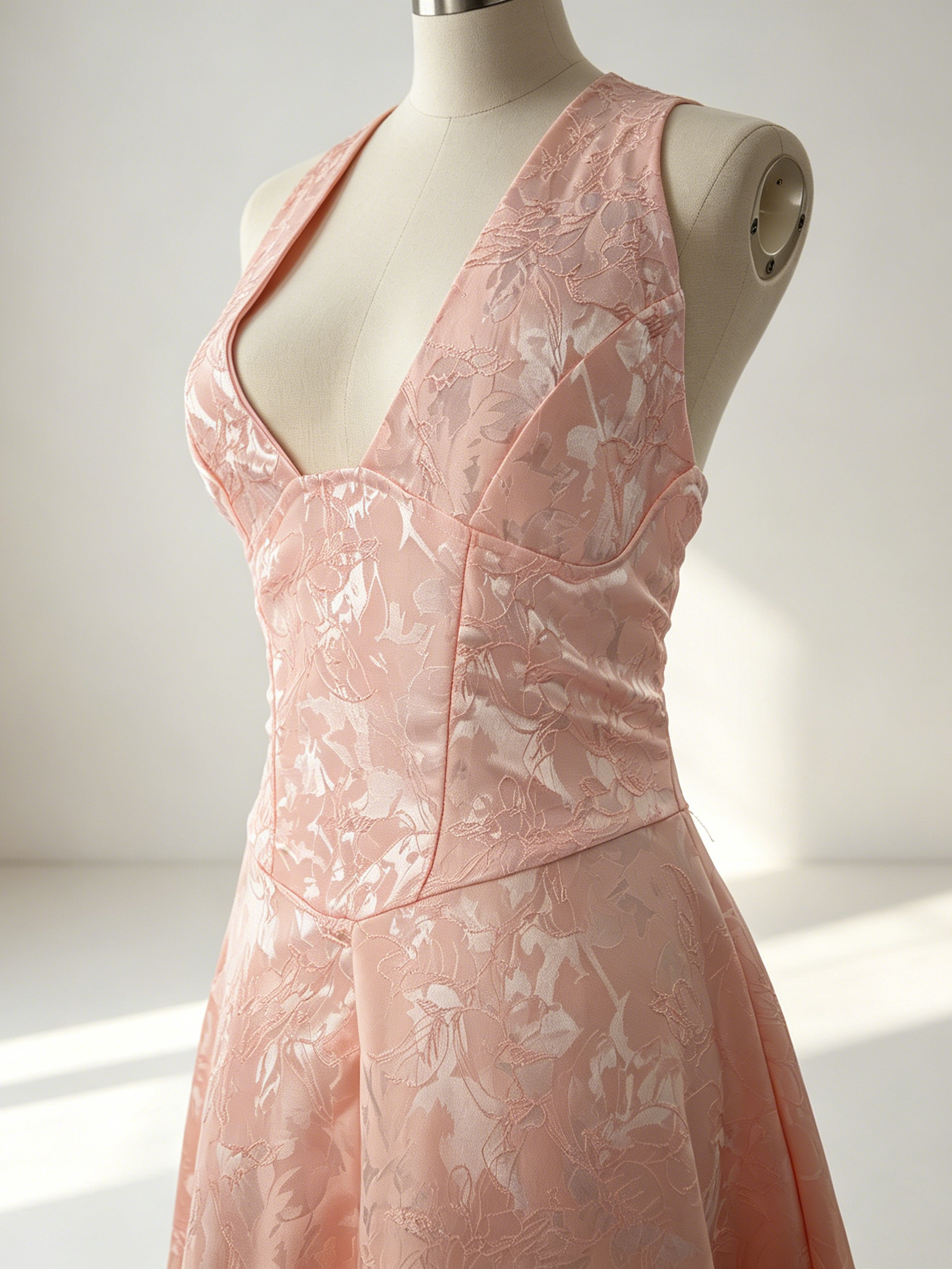 Soft Pink Floral Midi Dress Halter Summer A-line Vintage Dress For Women 2026