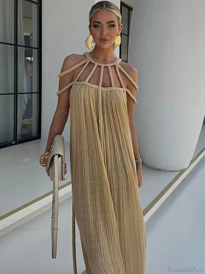 Hollow Out Sleeveless Beach Cover Up