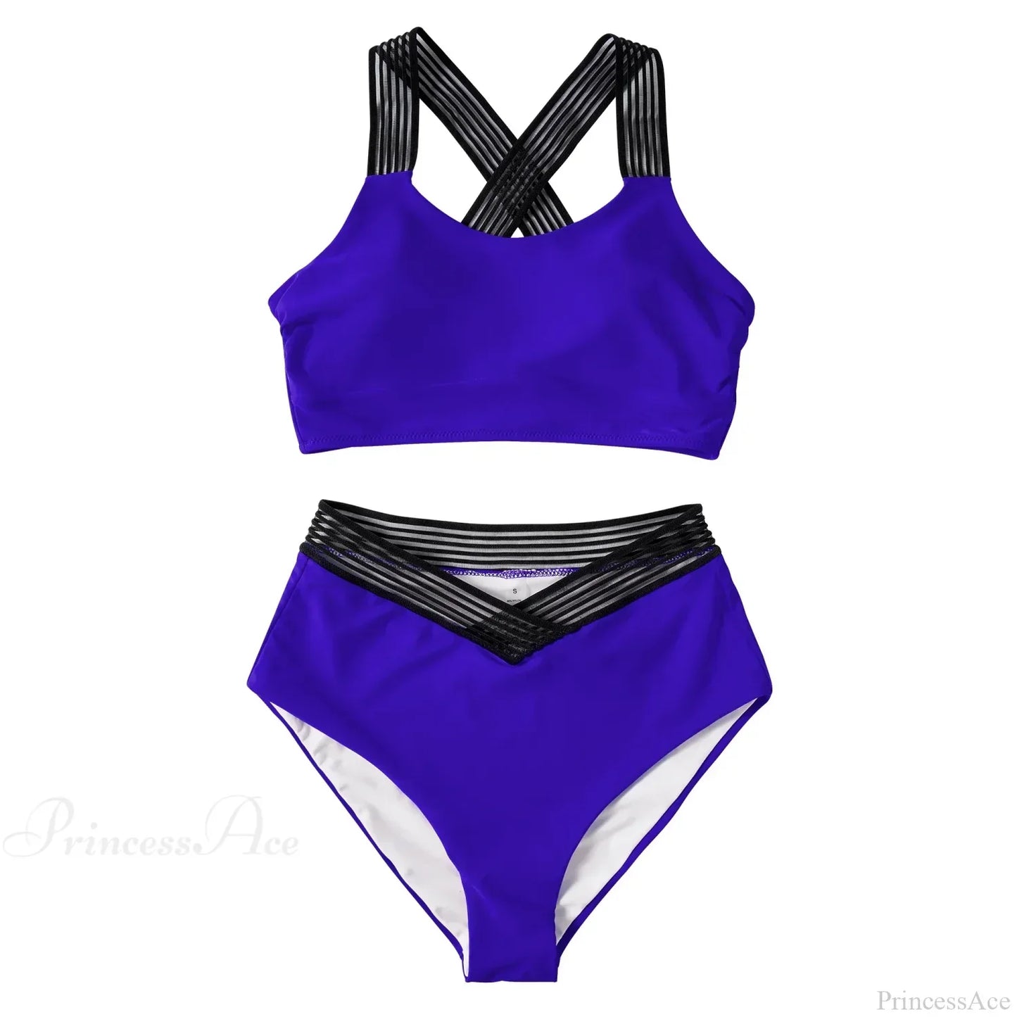 Hollow Solid Color High Waist Two Piece Set