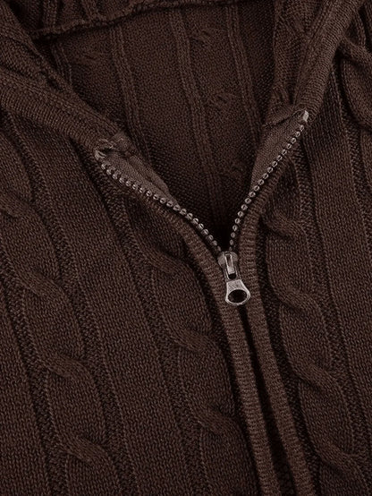 Hooded Cable Knit Cardigan