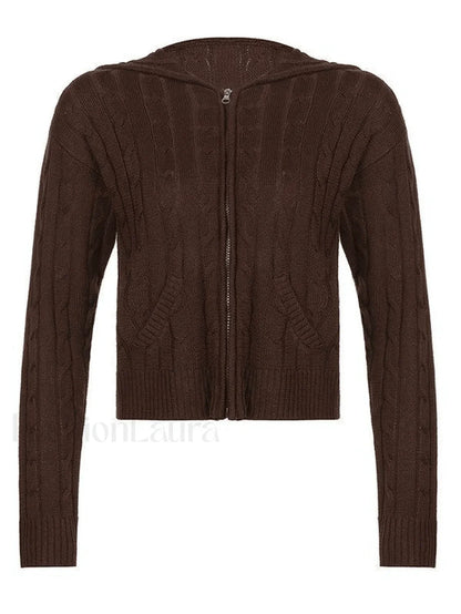 Hooded Cable Knit Cardigan