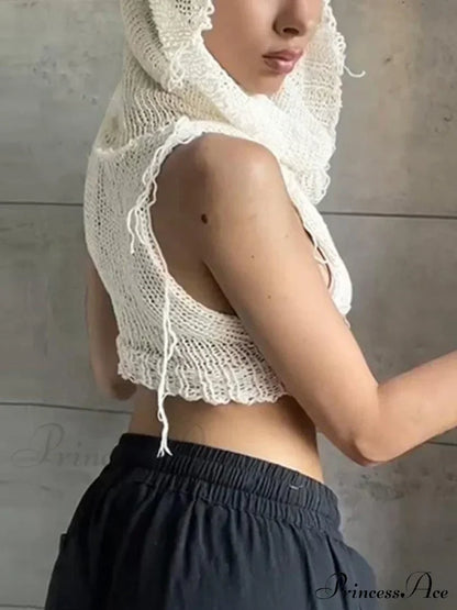 Hooded Cold Graceful Shoulder Crop Top