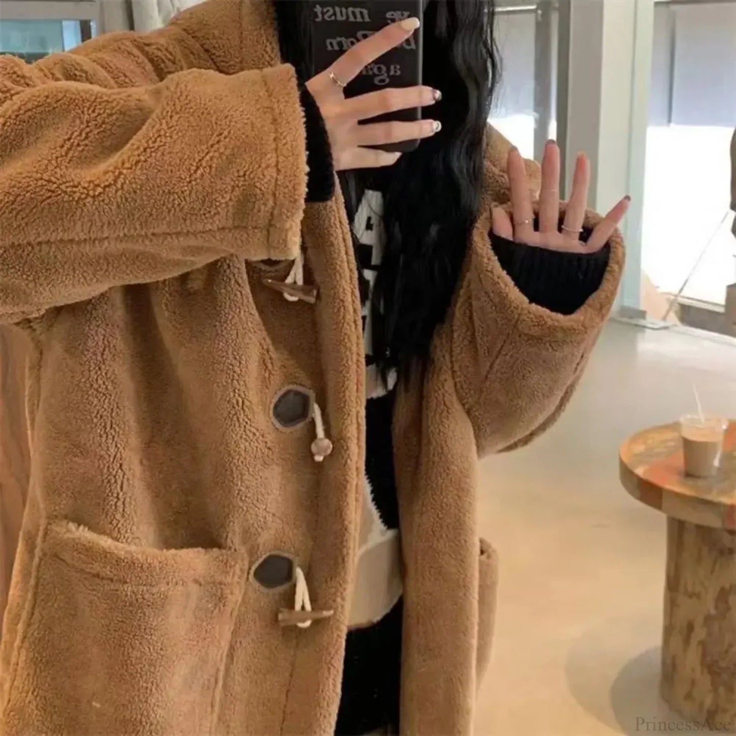 Hooded Fleece Lined Mid-Length Overcoat