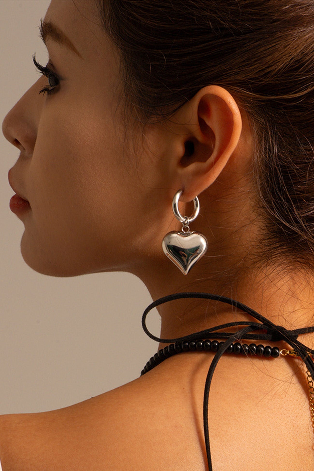 Peach Heart Drop Earrings