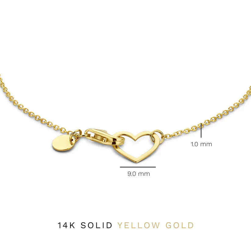Étoile Heart Charm Bracelet | Adjustable Fine Chain, Polished Finish