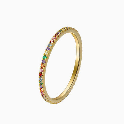 Cubic Zirconia Pave Set Sterling Silver Eternity Band Ring
