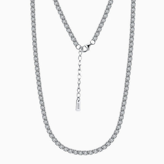 Cubic Zirconia Rhodium Plated Sterling Silver Tennis Necklace