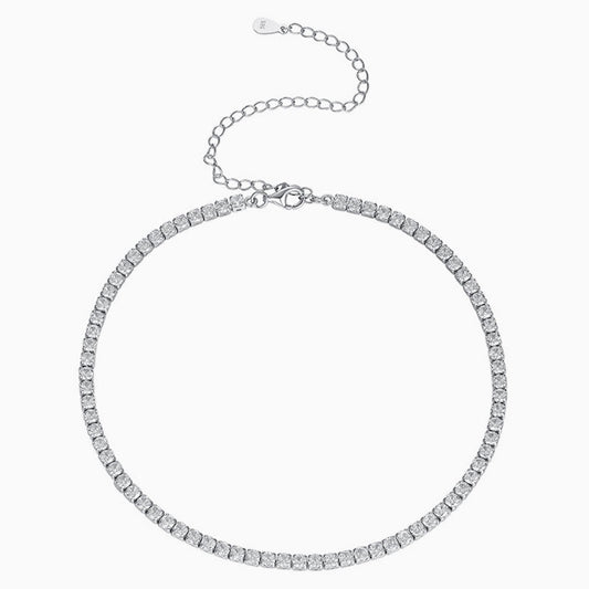 Sterling Silver Round Cut CZ Tennis Necklace