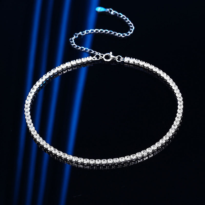 Sterling Silver Round Cut CZ Tennis Necklace