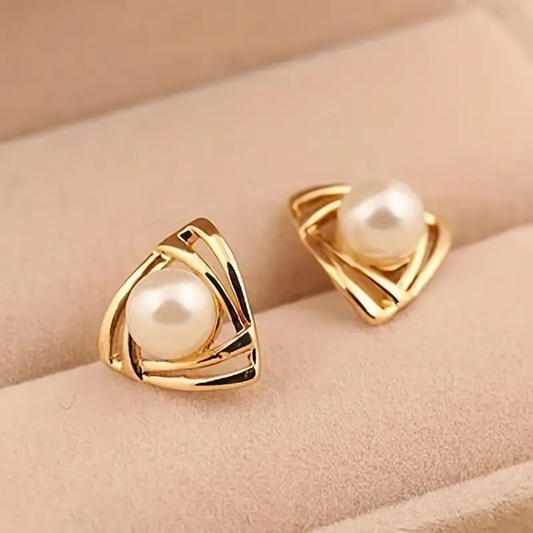 Aurora Pearl Drop Earrings | Gold-Tone Copper | MONTAVIEL