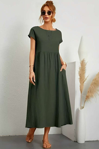 Relaxed Midi Dress with Pockets