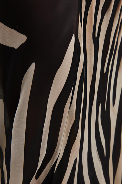 Chiffon Colorblock Animal Print Maxi Dress