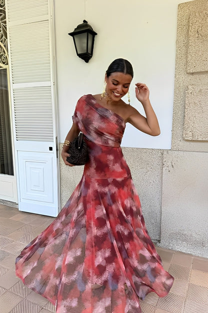 One Shoulder Tie Dye Maxi Dress
