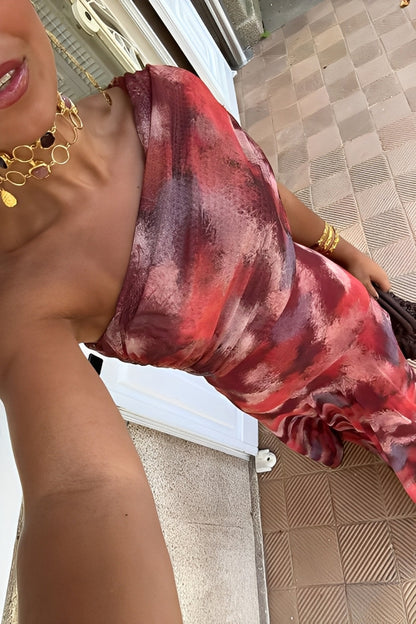 One Shoulder Tie Dye Maxi Dress