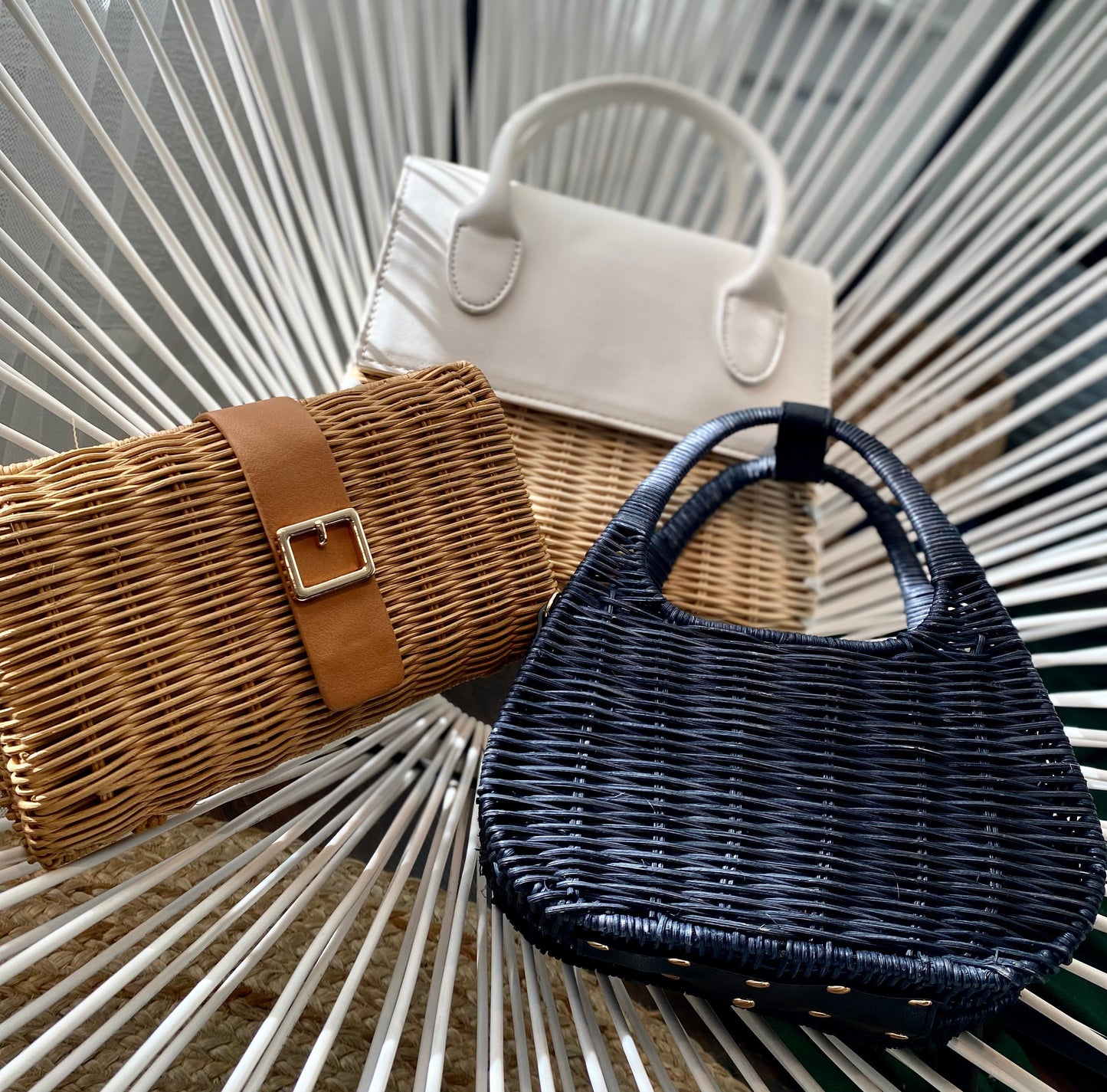 Fiji Black Woven Shoulder Bag