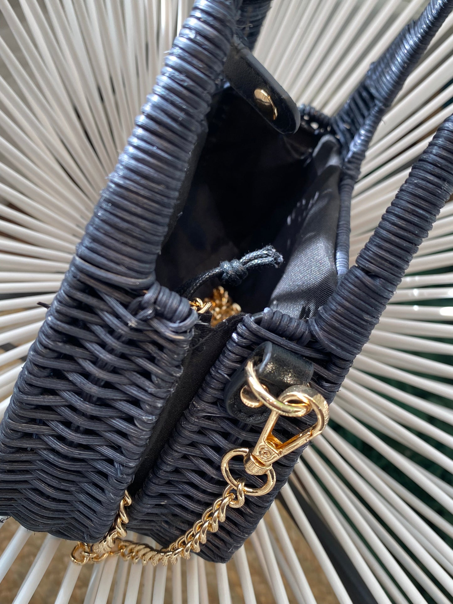 Fiji Black Woven Shoulder Bag