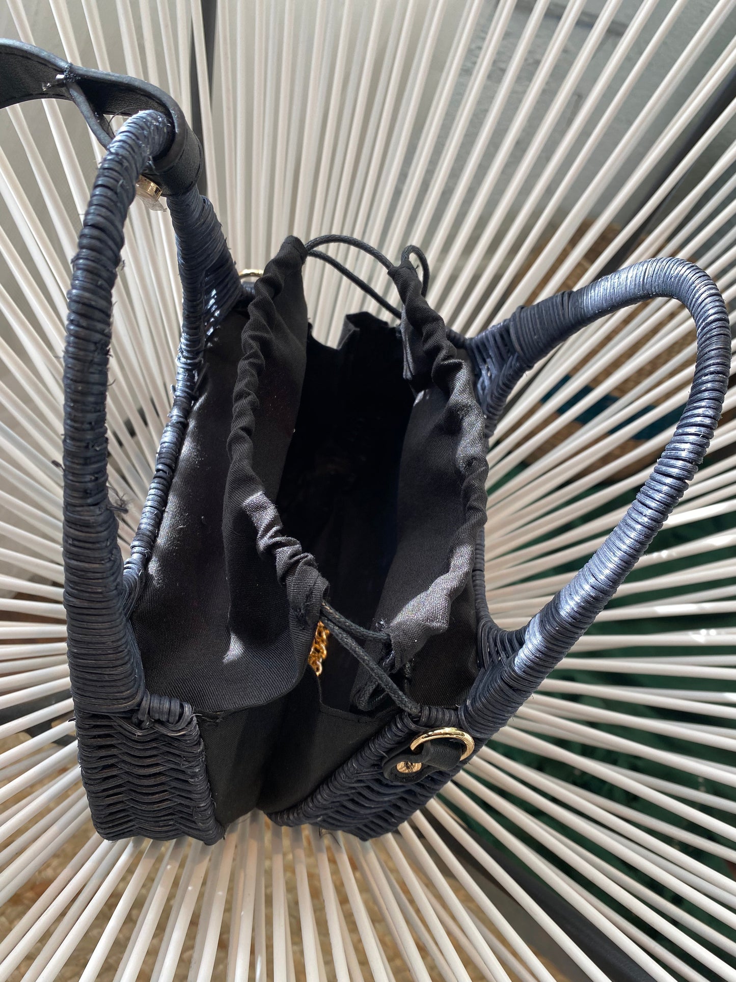 Fiji Black Woven Shoulder Bag