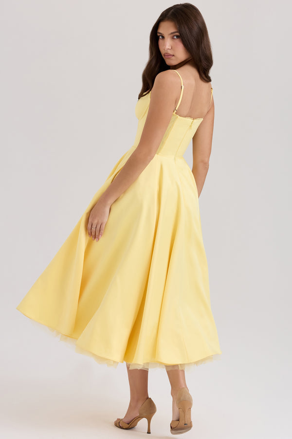 Aurora Sweetheart Midi Dress | A-Line Silhouette | Spaghetti Straps