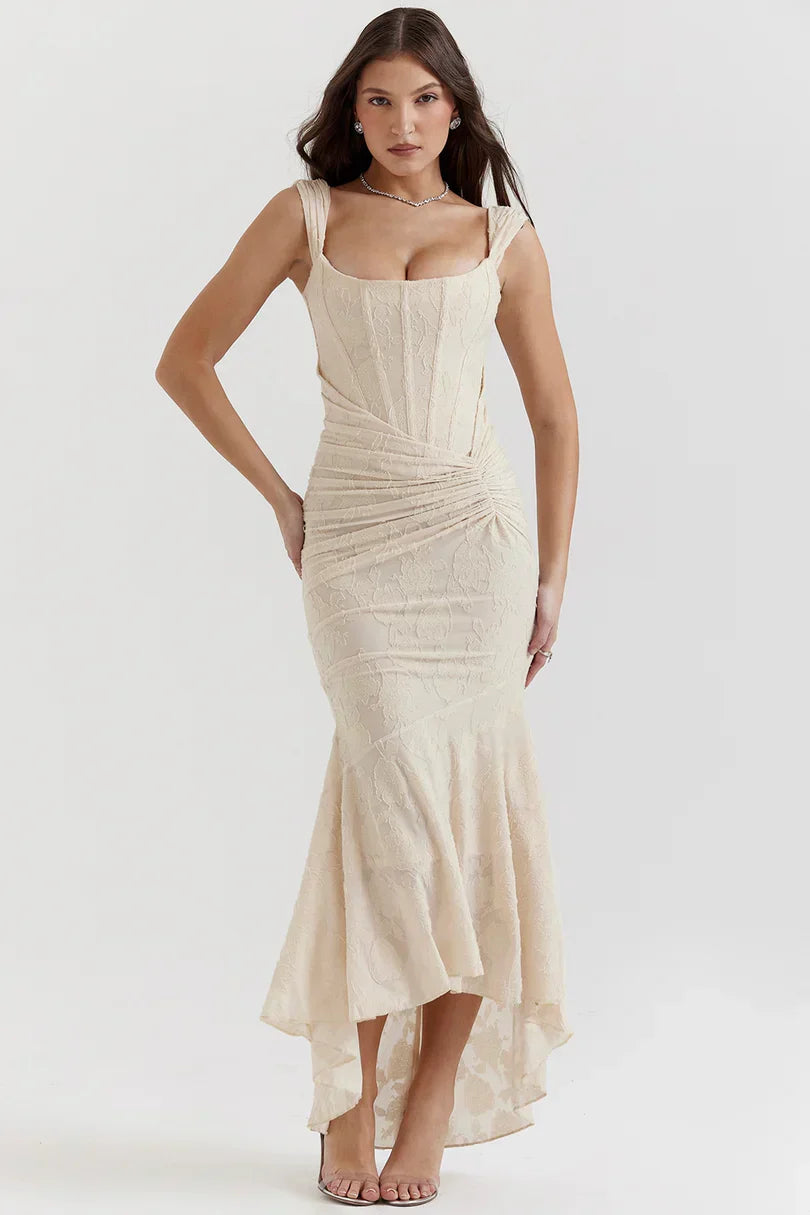 NUMIDA | SQUARE NECK CORSET MAXI DRESS