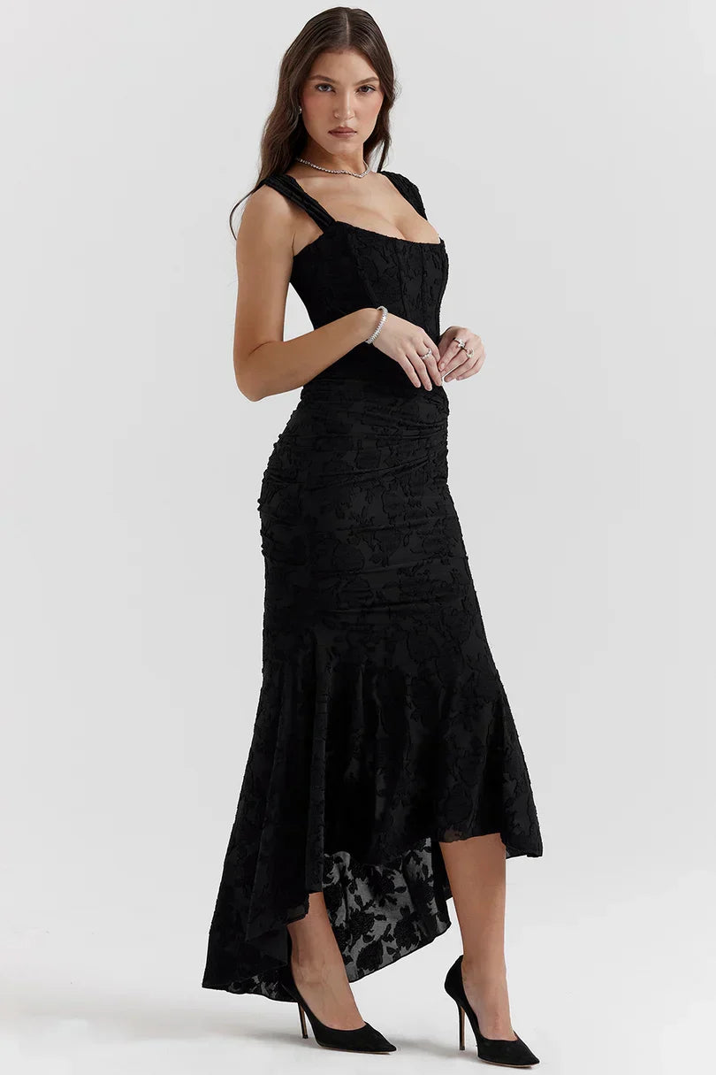 NUMIDA | SQUARE NECK CORSET MAXI DRESS