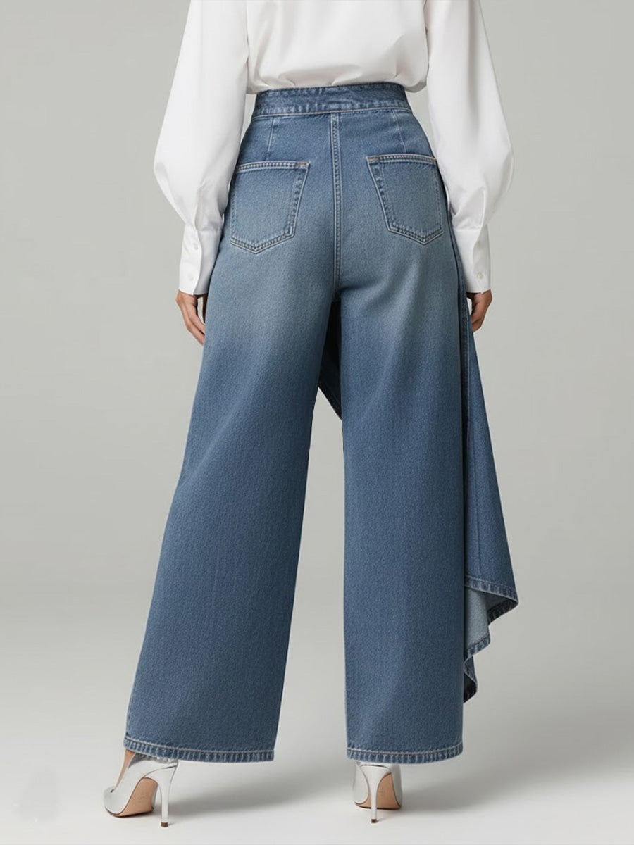 Women's High Waist Wide-Leg Denim Pants – Cape Style Flare Jeans