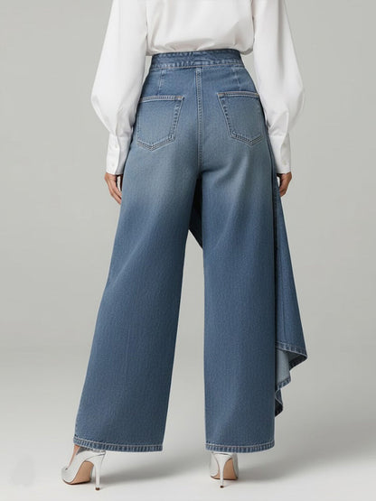Women's High Waist Wide-Leg Denim Pants – Cape Style Flare Jeans