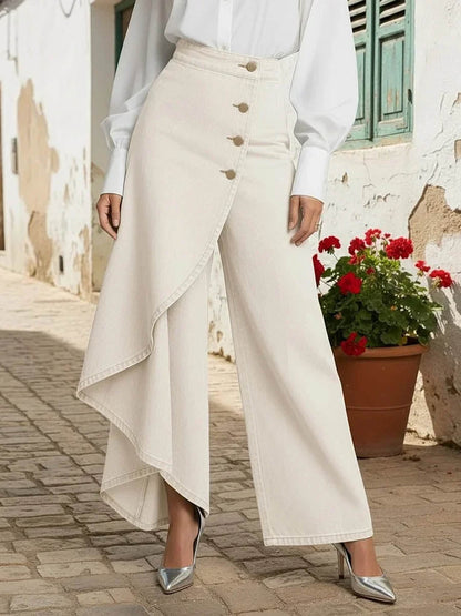 Women's High Waist Wide-Leg Denim Pants – Cape Style Flare Jeans
