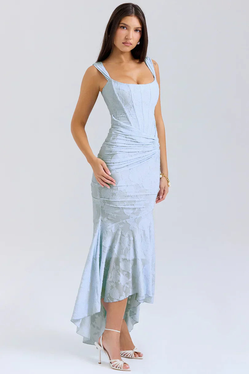 NUMIDA | SQUARE NECK CORSET MAXI DRESS