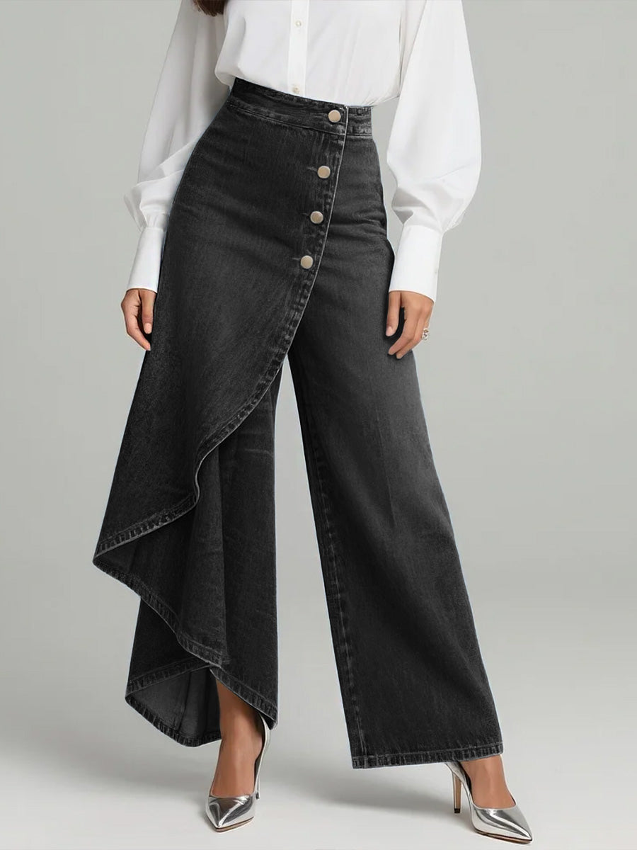 Women's High Waist Wide-Leg Denim Pants – Cape Style Flare Jeans
