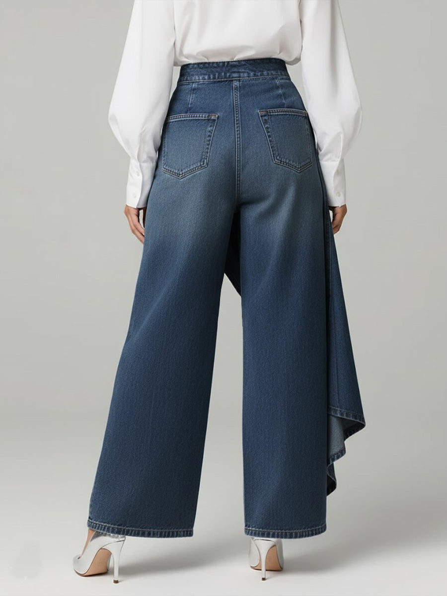 Women's High Waist Wide-Leg Denim Pants – Cape Style Flare Jeans