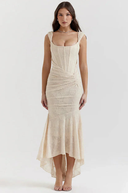 NUMIDA | SQUARE NECK CORSET MAXI DRESS