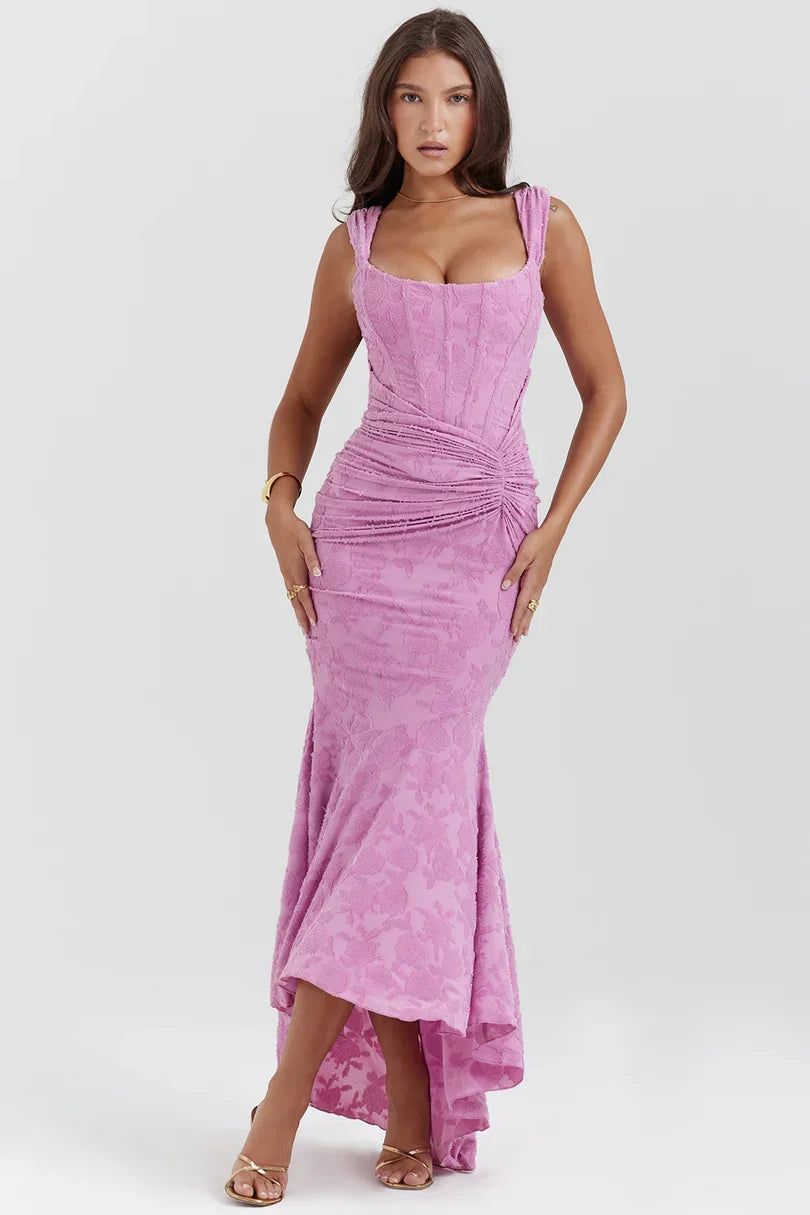NUMIDA | SQUARE NECK CORSET MAXI DRESS