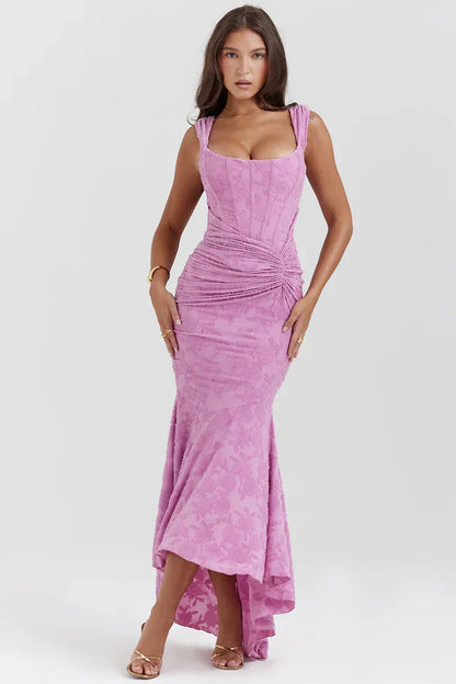 NUMIDA | SQUARE NECK CORSET MAXI DRESS