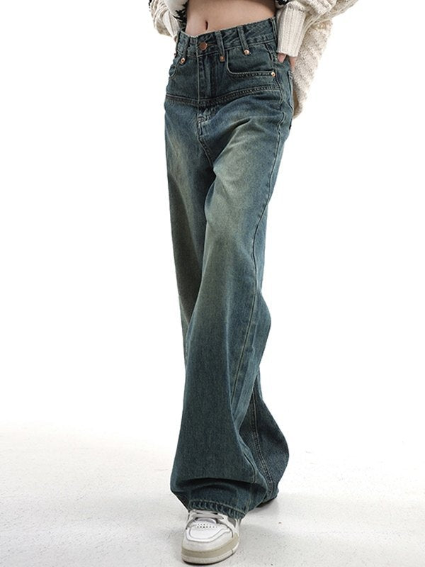 Patchwork Straight Boyfriend Jeans