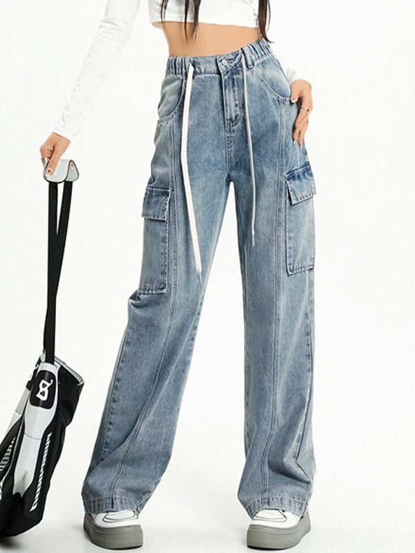 All-match High Waist Cargo Jeans