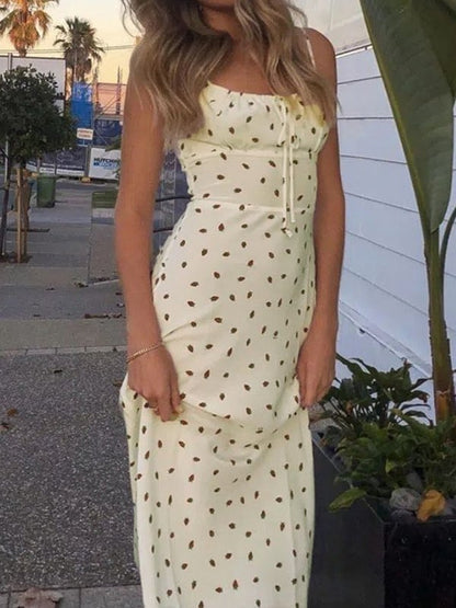 French Strawberry Print Slip Dress