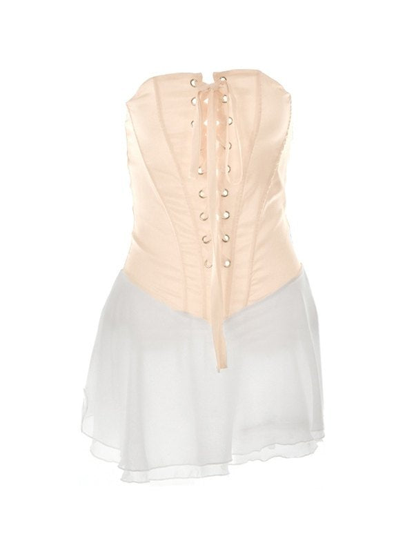 Strappy Strapless Ruffle Dress
