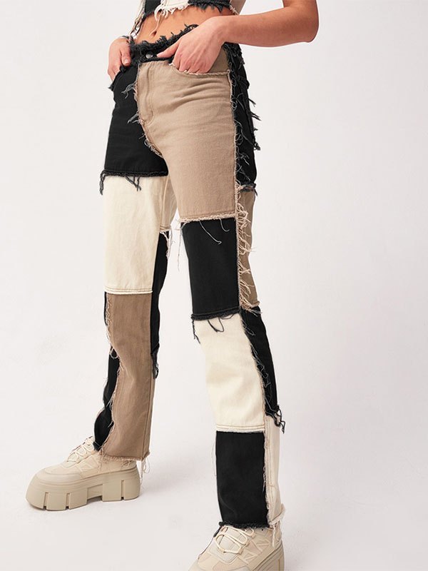 Pastel Patchwork Denim Boyfriend Jeans