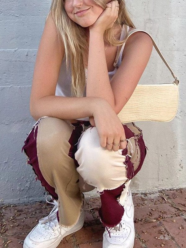 Pastel Patchwork Denim Boyfriend Jeans