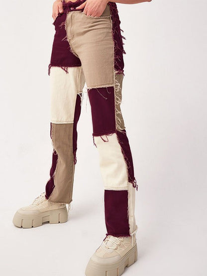 Pastel Patchwork Denim Boyfriend Jeans